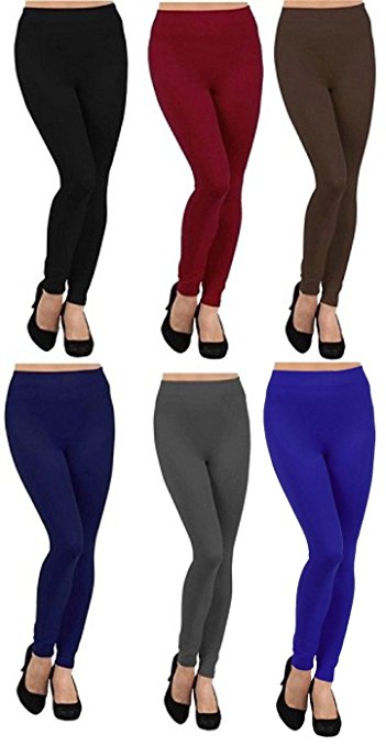 Ruthy's Apparel 6 Pack Fleece Lined Leggings Large Multicoloured