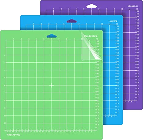 EVISWIY Variety Mats for Cricut Explore Air 2/Air/One/Maker StandardGrip/LightGrip/StrongGrip Multiple Adhesive Sticky Green Blue Purple Cricket 12x12 Cutting Mats for Cricut 3 Pack