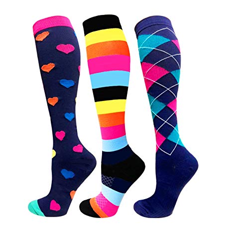 1/3/6/7 Pairs Compression Socks for Women&Men (20-30mmHg) -Best for Running, Travel,Cycling,Pregnant,Nurse, Edema