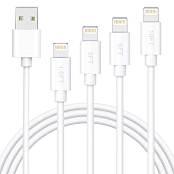 iPhone Charger Cord, Lightning Cable [Apple MFi Certified] 4Pack 1.5/3/6/10FT iPhone Charger Cable Cord Fast Charging Data Transfer Cords for iPhone 13/12/Pro Max /11/XS/Max/XR/X/8