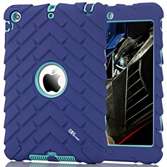 iPad mini 2 Case, Hocase Hybrid Dual Layer Rugged Shockproof Heavy Duty High Impact Hard PC Silicone Bumper Protective Case for iPad mini/2/3 - Purple / Teal