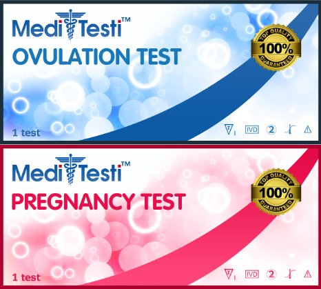 MediTesti™ Ovulation Test & Pregnancy Test - Includes 50 Ovulation Test Strips & 25 Pregnancy Test Strips
