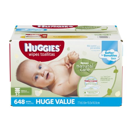 Huggies Natural Care Baby Wipes, Refill, Unscented, Hypoallergenic, Aloe and Vitamin E, 648 Count