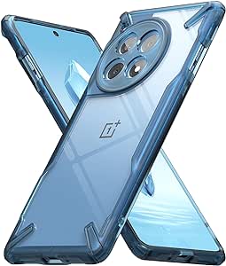 Ringke Fusion-X [Precise Cutouts for Camera Lenses] Compatible with OnePlus 12R Case, Augmented Bumper Clear Hard Back Heavy Duty Shockproof Protective Cover - Space Blue