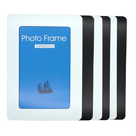 TOPINSTOCK 6-pack Magnetic Photo Frames for Refrigerator 4 x 6 Inches 3 Black and 3 White Colors