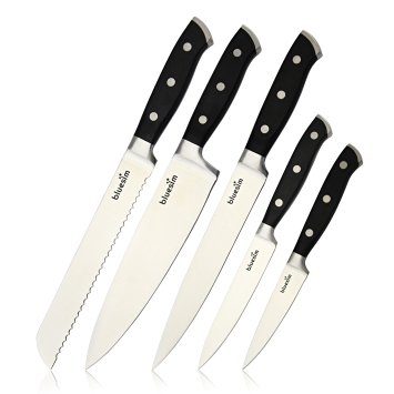Bluesim Stainless Steel Kitchen Triple Rivet Knife Set, 5-piece