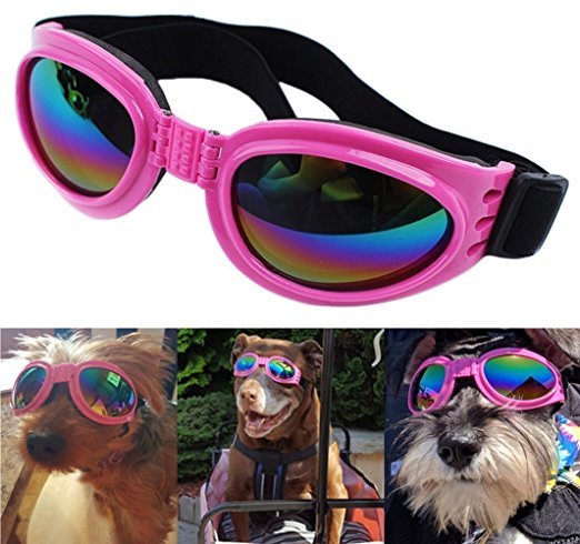 QUMY Dog Sunglasses Eye Wear Protection Waterproof Pet Goggles for Dogs about over 15 lbs