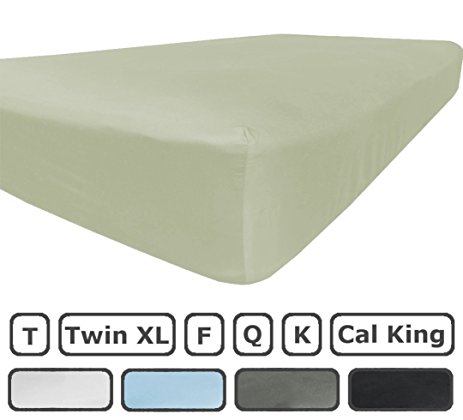 Twin Size Fitted Sheet Only - 300 Thread Count 100% Long Staple Cotton - Pieces Sold Separately for Set - 100% Satisfaction Guarantee (Sage Green)