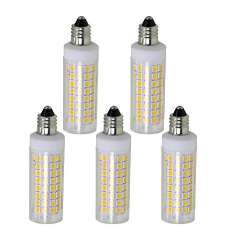[5-Pack] E11 LED, All-New (102LEDs) E11 Led Bulbs, 8W 75W-100W Equivalent, 850 LM, Daylight 6000K, Dimmable,E11 Mini Candelabra Base, JD T3/T4 360 Degree Beam Angle for Indoor Decorative Lighting.