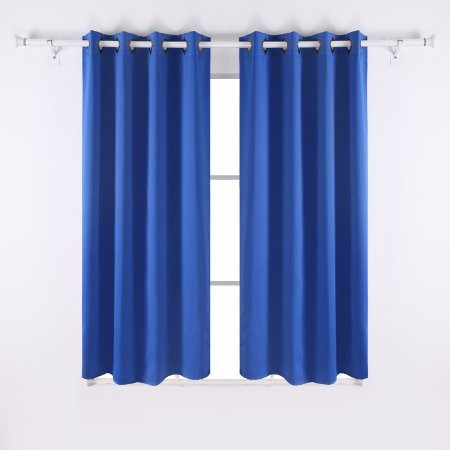 Deconovo Grommet Top Thermal Insulated Window Blackout Curtains 52 Inch Wide By 63 Inch Blue Pair