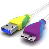 Galaxy S5 LED Data CableBridgegenTM 3-Feet Note 3 LED Light Hi-Speed Micro-USB 30 Sync and Charge Cable Vibrant Trendy Color for Samsung Galaxy S5 I9600 Note 3 - Retail Packaging - GreenBlue