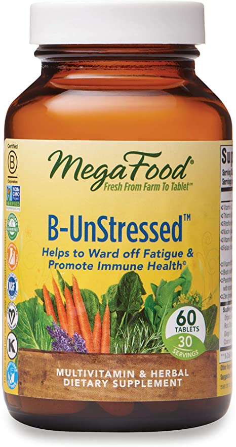 MegaFood, B-UnStressed, Helps Ward Off Fatigue, Multivitamin and Herbal Supplement, Vegan, 60 Tablets (30 Servings) (FFP)