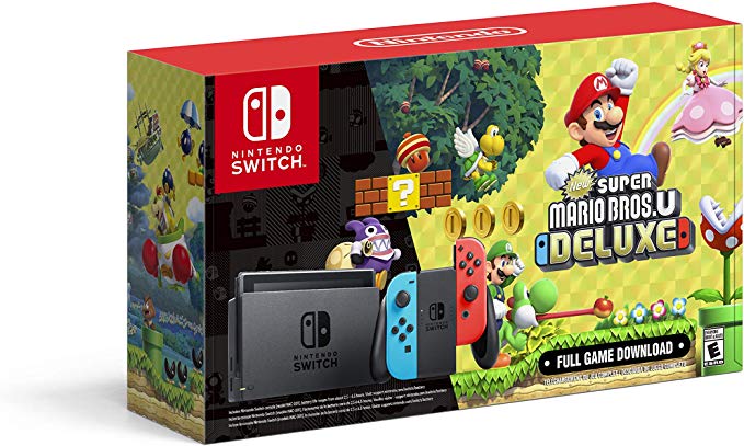 Nintendo Switch™ w/ Neon Blue & Neon Red Joy-Con   New Super Mario Bros.™ U Deluxe (Full Game Download)