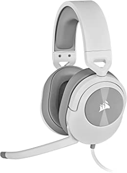 Corsair HS55 Surround Gaming Headset (Leatherette Memory Foam Ear Pads, Dolby Audio 7.1 Surround Sound on PC and Mac, Lightweight, Omni-Directional Microphone, Multi-Platform Compatibility) White