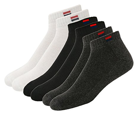 Navy Sport Men's Solid Ankle Length Socks - Pack of 3 - NS2_Black/White