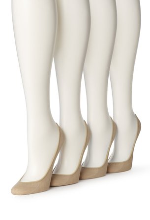 HUE Women's Hidden Cotton Liner Socks, 4 pair pack