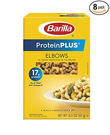 Barilla ProteinPLUS Multigrain Elbows Pasta, High Protein Pasta , 14.5 Ounce (Pack of 8)