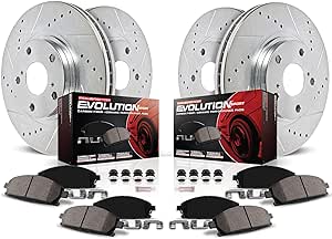 Power Stop K8345 Front and Rear Z23 Carbon Fiber Brake Pads with Drilled & Slotted Brake Rotors Kit