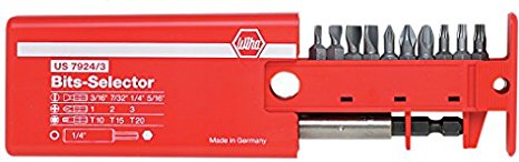 Wiha 79243 Slotted Phillips and Torx Bit Selector with Magnetic 1/4-Inch Bit Holder