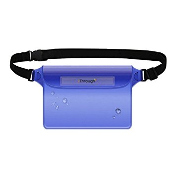 Universal Waterproof Case, iThrough Dry Bag 32ft (10m) with Waist Strap Waterproof Phone Pouch/Waterproof Bag Full protection for Boating Swimming Snorkeling Kayaking Beach Pool Water Parks(Blue)