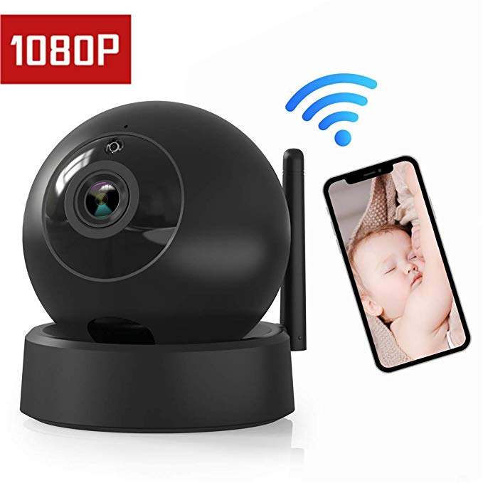 [2019 Upgraded] IP Home Camera, 1080P Wireless Indoor Security Surveillance System with Night Vision for Home/Office/Baby/Nanny/Pet Monitor with iOS, Android App Dome Camera