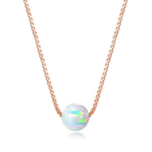 Lemondrop Sterling Silver 6mm Created Opal Choker Necklace - Choose Yellow Gold, Rose Gold, or Rhodium Finish