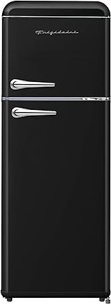 Frigidaire EFR756-BLACK EFR756, 2 Door Apartment Size Retro Refrigerator with Top Freezer, Chrome Handles, 7.5 cu ft, Black
