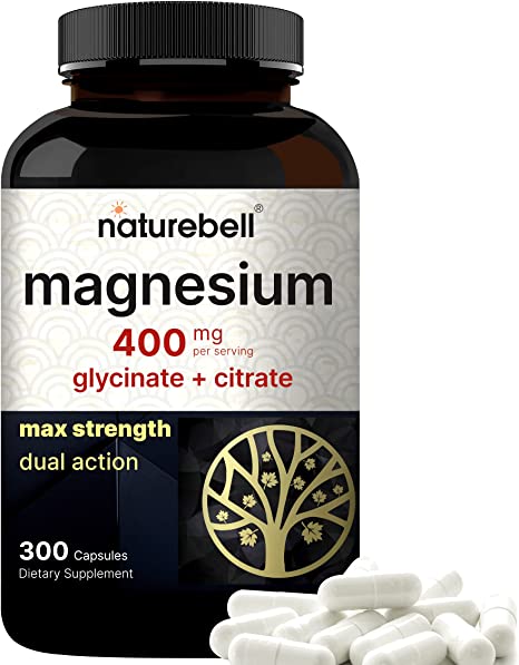 Magnesium Complex 400mg Supplement, 300 Capsules | Magnesium Glycinate   Citrate Elemental Forms – Essential Minerals for Heart, Muscle, & Digestion Support – Non-GMO & No Gluten