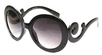 Round Oversized Celebrity Inspired Baroque Swirl Curly Sunglasses - Several Colors Available!