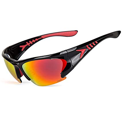 Shieldo Polarized Sports Sunglasses For Men And Women Running Cycling Fishing, Mirrored Integrated Polarized Lens Unbreakable Frame SLY001