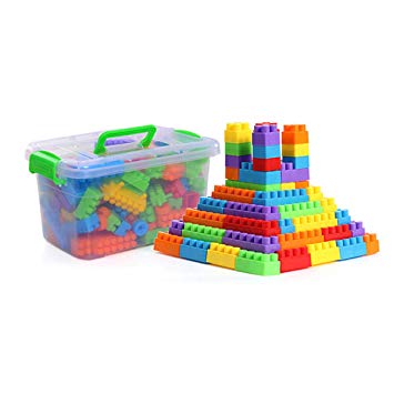 XIECCX 200 Pieces DIY Interlocking Building Blocks Toy Colorful Plastic Puzzle Construction Playset Creative Educational Stacking Blocks Toys Set for Kids
