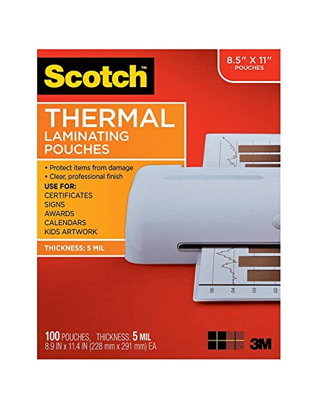 Scotch Thermal Pouches 5 mil, 8.9 x 11.4-Inches, 200/Pack