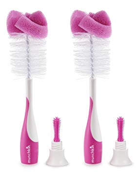 Munchkin Sponge Bottle Brush, Pink, 2 Pack