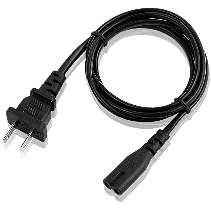 Fosmon 2-Slot To Standard Power Cord (5 Feet / 1.5 Meters), Figure 8 Power Cord / PA-14, Dual Pin Non-Polarized Universal Replacement Cable
