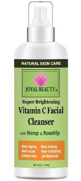 Best Face Wash-Vitamin C Facial Cleanser by Joyal Beauty Natural Organic Gentle Face Cleanser with 15 Vitamin CHemp Oil Rose Hip Aloe Vera Best Acne Face Wash Non-drying SLS-freepH-balanced