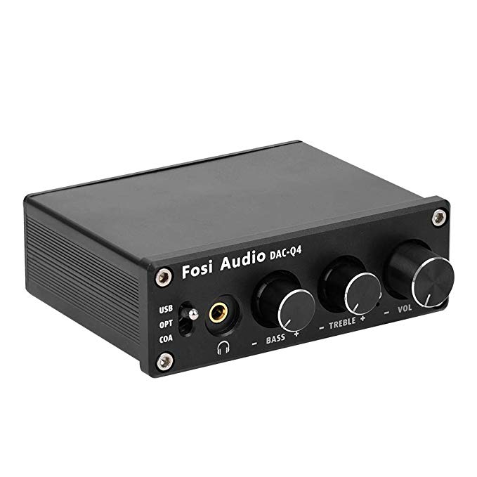 DAC & Headphone Amplifier & Mini Stereo Pre-Amplifier, Digital-to-Analog Audio Converter Adapter for Home/Desktop Powered/Active Speakers or Headphones, 24-Bit/192 KHz USB/Optical/Coaxial to RCA, Q4