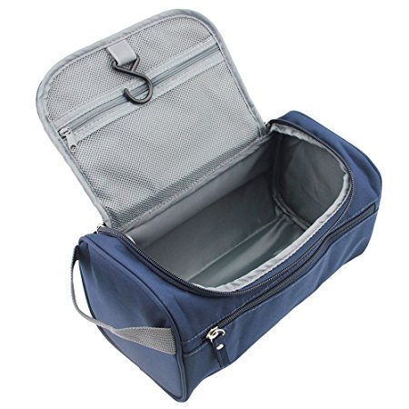 Hanging Men's Travel Toiletry Bag Wash Bag Shaving Dopp Kit - Perfect For Grooming & Travel Size Toiletries (Blue)