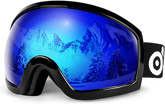 Odoland Snow Ski Goggles S2 Double Lens Anti-Fog Windproof UV400 Eyewear for Adult and Youth-Skiing, Snowboarding, Motorcycle Cycling and Snowmobile Winter Outdoor Sports Protective Glasses