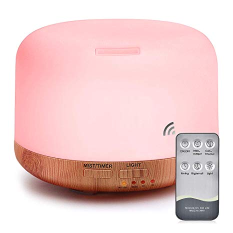 Essential Oil Air Mist Diffuser - Quiet Aroma Essential Oil Diffuser with Adjustable Cool Mist Humidifier Mode Waterless Auto-off 7 Color LED Lights Changing for Office Home Bedroom Living Room