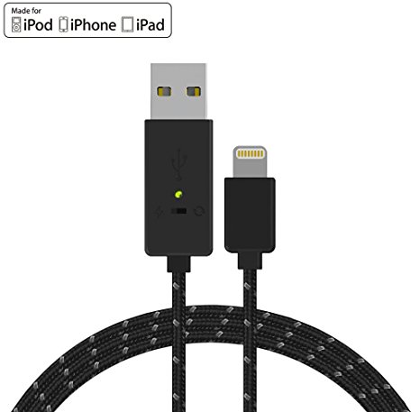 Smart & Secure Fast-Charge USB-to-Lightning Cable for iPhone 6s/6s /6/6 /5/5S, iPad Air, iPad Mini: 2X Fast Charging & Hack-Proof