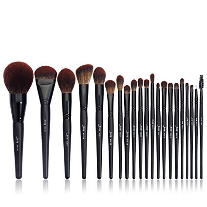 Jessup Black Makeup Brushes Premium Synthetic Powder Foundation Highlight Concealer Eyeshadow Blending Eyebrow Liner Spoolie Brush Set 21pcs T271