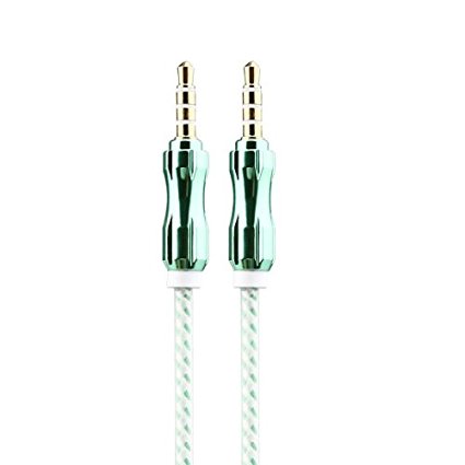 Earldom Professional 3.5mm male to male stereo AUX Cable Audio Cable Nylon Braided Cable - green