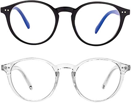 Blue Light Blocking Glasses Vintage Round Minimize Digital Headache Anti Eyestrain Tablet Reading/Gaming/Phones Glasses