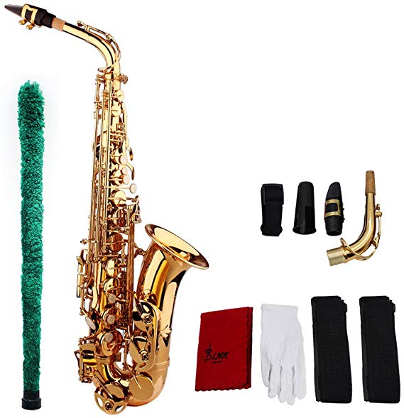 ammoon Saxophone Sax Eb Be Alto E Flat Brass Carved Pattern Set