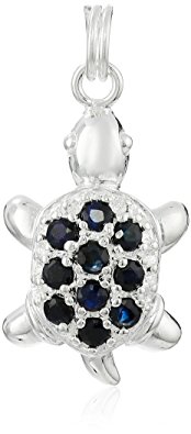 Sterling Silver and Blue Sapphire Turtle Charm