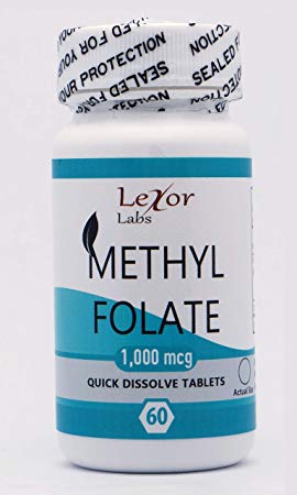Lexor Labs Methyl Folate (5-MTHF) 1, 000 Mcg Quick Dissolve Tablets - Active Vitamin B9 Folate Supplement, 60Count - for Heart & Nerve Health