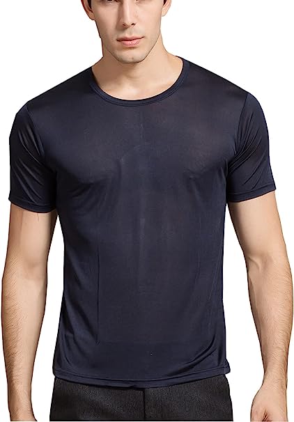 METWAY Mens Mulberry Silk T Shirt/Casual Short Sleeve Crew Neck Silk TEE Shirts/Super Soft and Breathable Workout Shirts