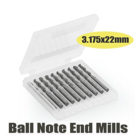 1/8" 2 Flutes Ball Nose Carbide Engraving Cutter 3.175mm 22mm CNC Router Bits Tools Cutting Pack Of 10