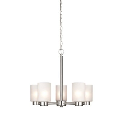 Westinghouse 6227400 Sylvestre Five-Light Interior Chandelier Brushed Nickel Finish with Frosted Seeded Glass