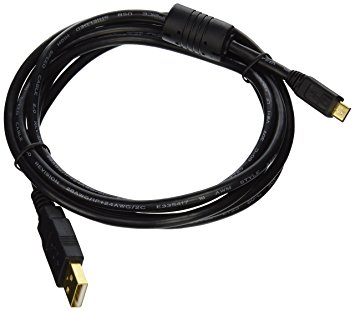 Monoprice 6-Feet USB 2.0 A Male to Micro 5pin Male 28/24AWG Cable with Ferrite Core (Gold Plated) (105458)